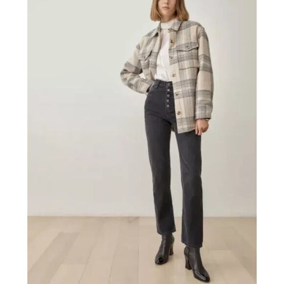 Reformation NWOT Women's Black Cynthia Button Fly High Rise Straight Jeans 30 - Picture 5 of 8